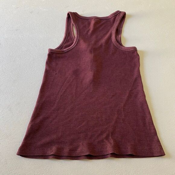 Aerie Burgundy Ribbed Henley Tank Top Women’s Medium Racerback - Picture 2 of 4